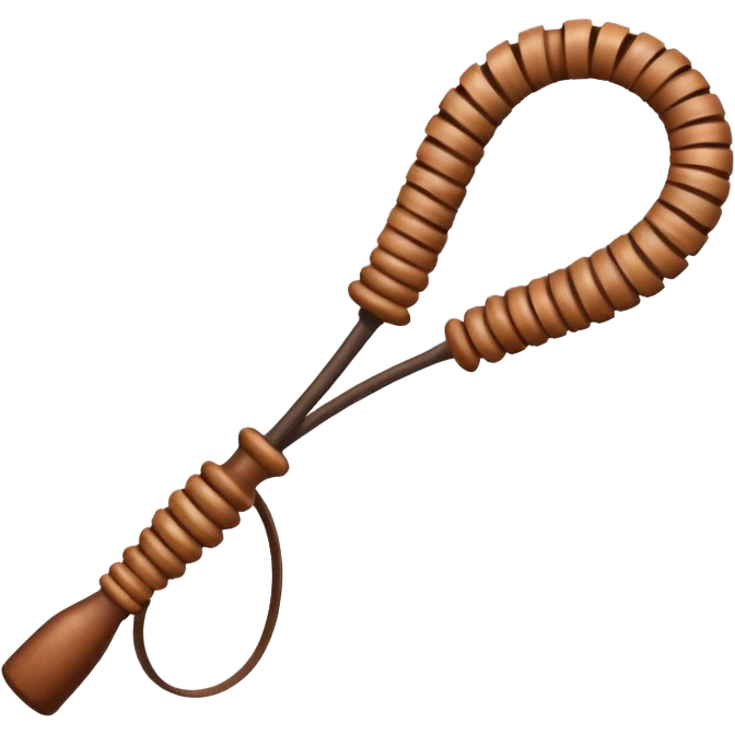 cowboy whip object icon, coiled leather whip, wooden handle, western style, 3D cartoon, mobile game icon style, centered, clean background, soft shadow, no text, no watermark
 emoji