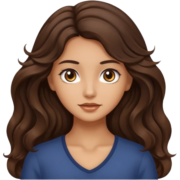 Make me a brunette girl, with brown (dark) eyes and long, wavy hair emoji