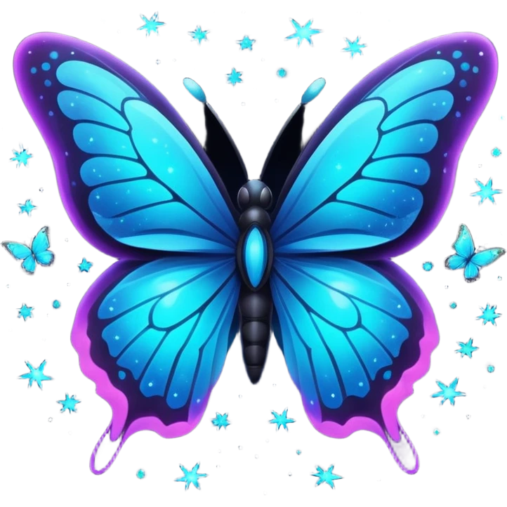 Bioluminescent nebulae dark and neon-glowing nightly dusky starry sparkly butterfly emoji
