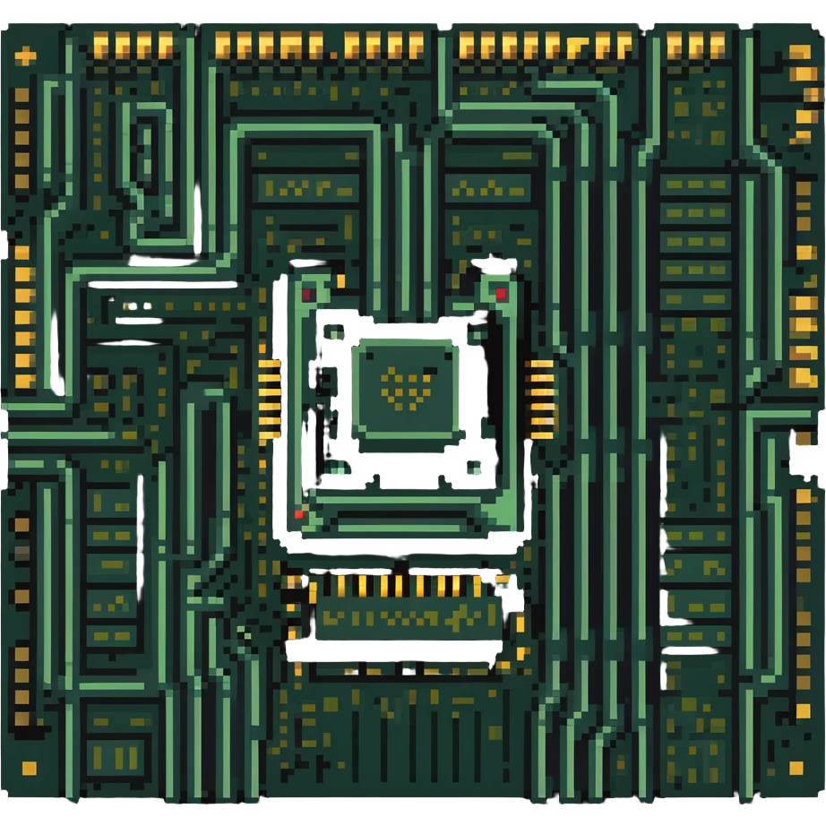 circuit board or microchip, pixel art style, electronics engineering concept emoji