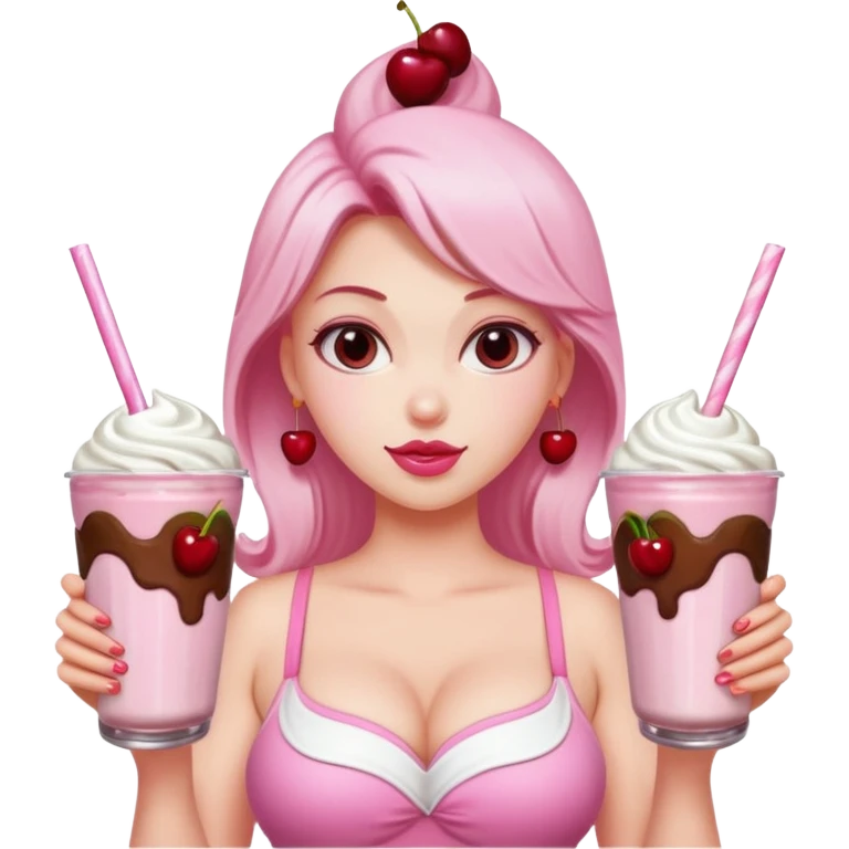 A girl with boobs as milkshakes emoji