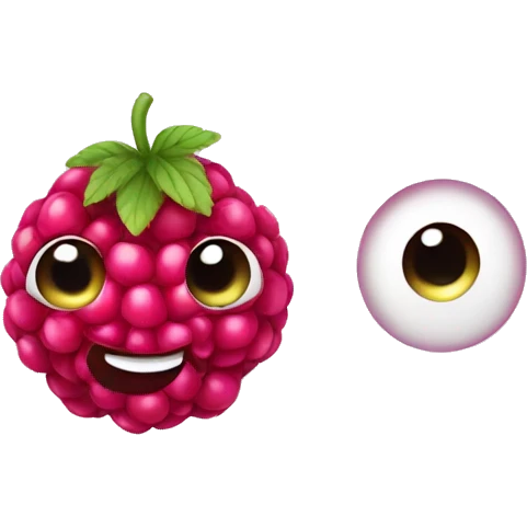 Cute smiling raspberry with cute eyes emoji