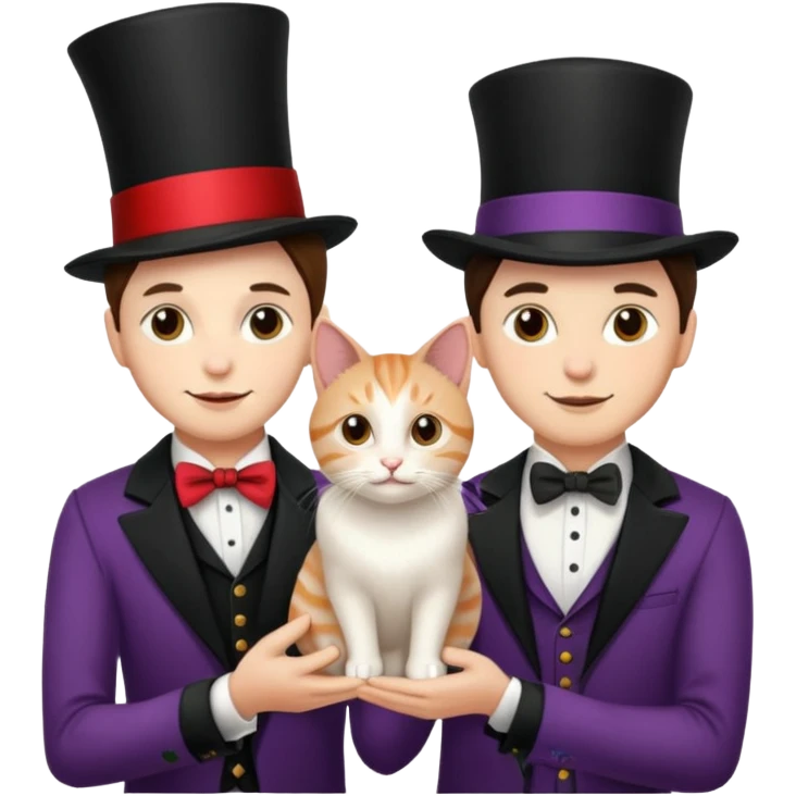 magician couple and their pet cat emoji