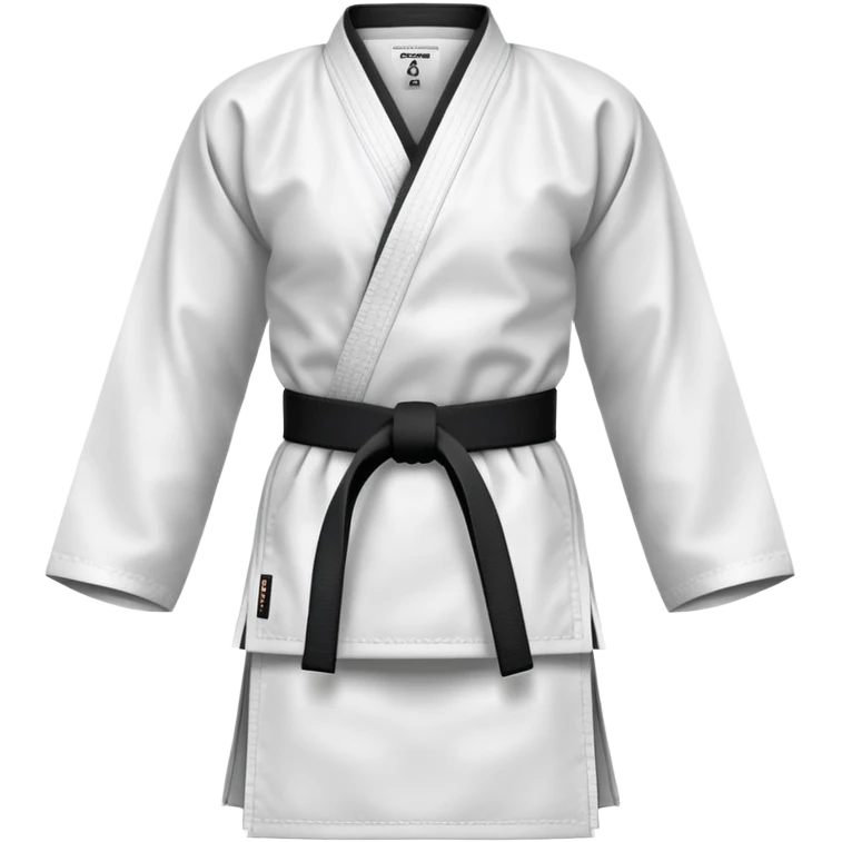 Traditional white karate gi with a black belt emoji