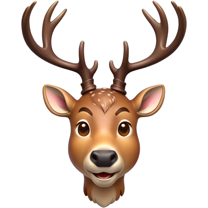Cinematic Comical Deer Portrait Emoji, Head tilted dramatically with an exaggeratedly amused expression, featuring a sleek dappled coat and whimsically contorted antlers, wide, expressive eyes filled with playful disbelief, Simplified yet hilariously expressive features, highly detailed, glowing with a slightly sassy glow, high shine, dramatic yet playful, stylized with an air of cheeky woodland mischief, bright and endearing, soft glowing outline, capturing the essence of a spirited and over-the-top deer, so meme-worthy it feels like it could side-eye its way into forest folklore instantly! emoji