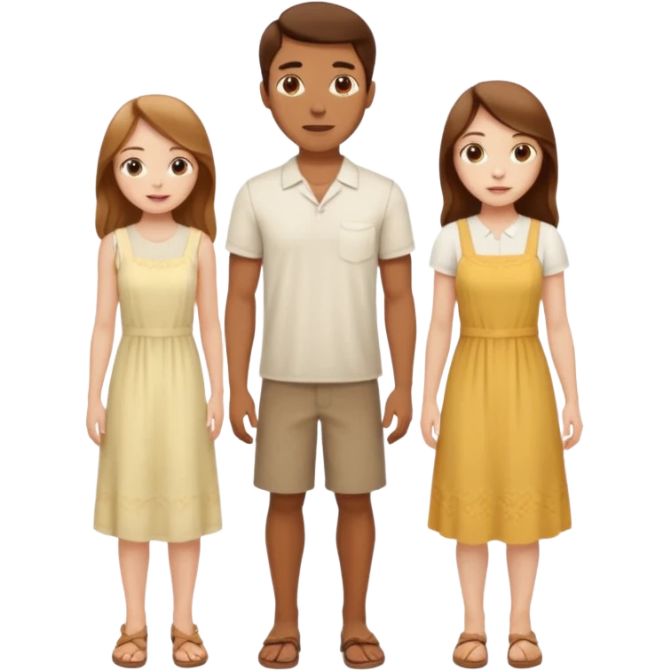 One guy 2 girls brunettes white people emoji