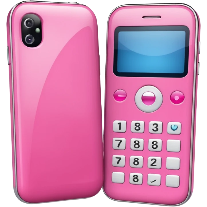 two pink cellphones switching with each other emoji