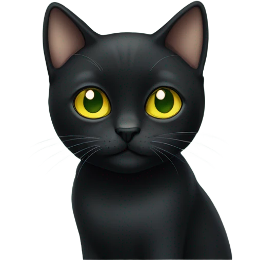 black shorthair cat with green-yellow eyes  emoji