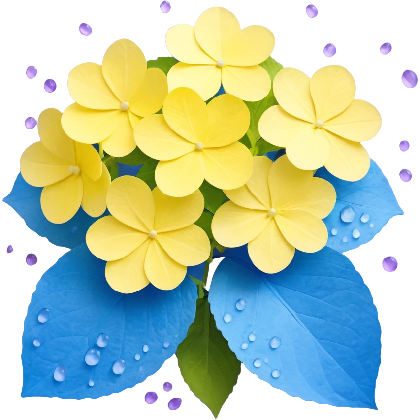 Traditional Japanese hydrangea (ajisai) flower with refined aesthetic, subtle color transitions from blue to purple, gentle raindrops, and washi paper texture background emoji