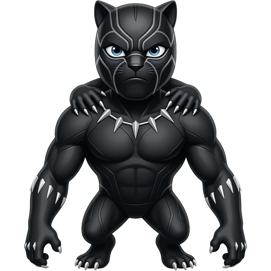 Black panter on and his hands should be on other side of his shoulder emoji