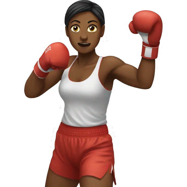 Women boxer throwing punch emoji