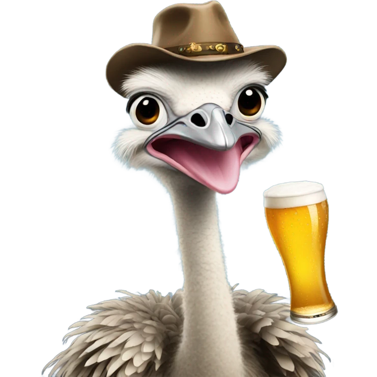 Ostrich holding a beer emoji