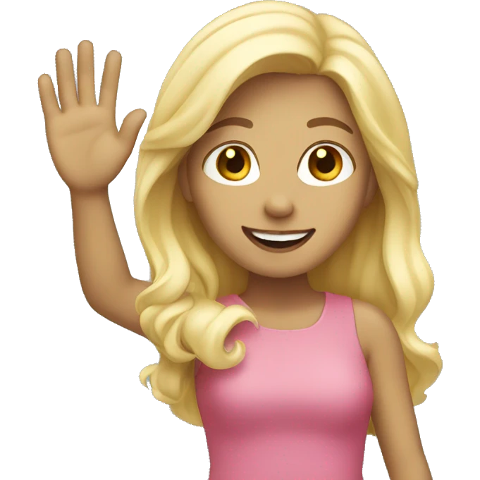 Blonde girl waving emoji