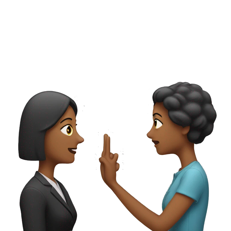 one woman saying something into the ear of another woman closing by hand emoji