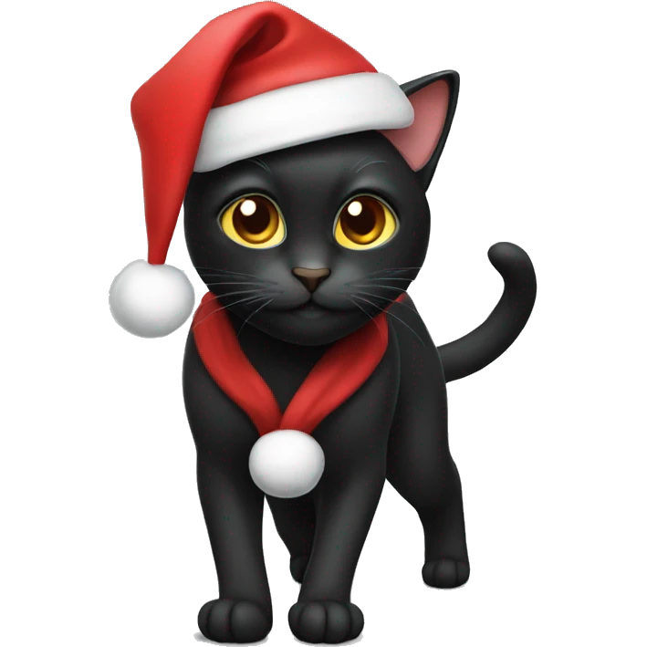 black cat wearing santa hat emoji