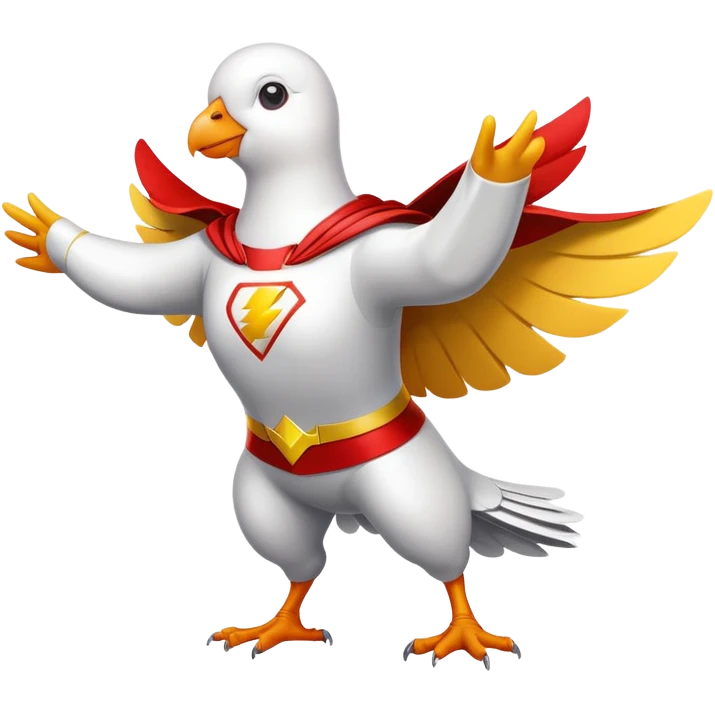 white pigeon wearing Flash superhero costume emoji