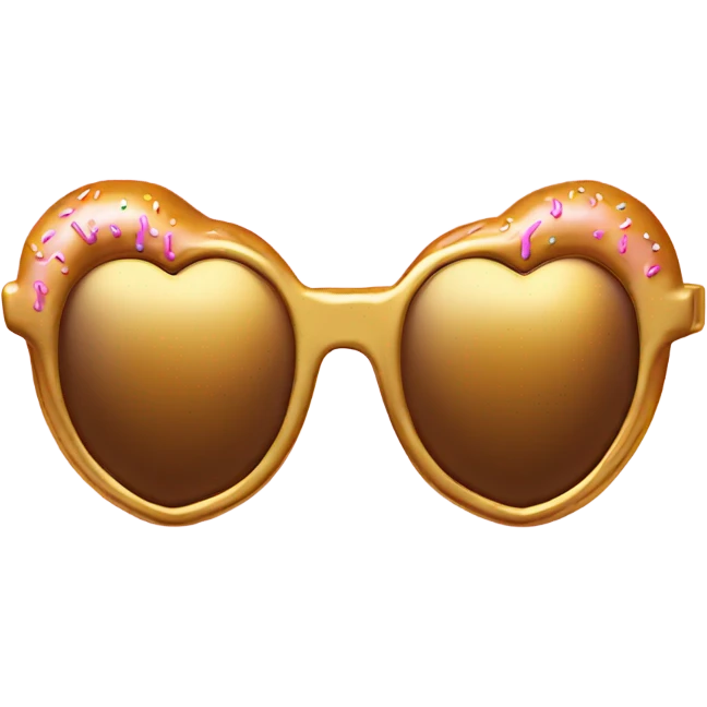 sugar glazed donut heart shaped with gold chrome sunglasses emoji