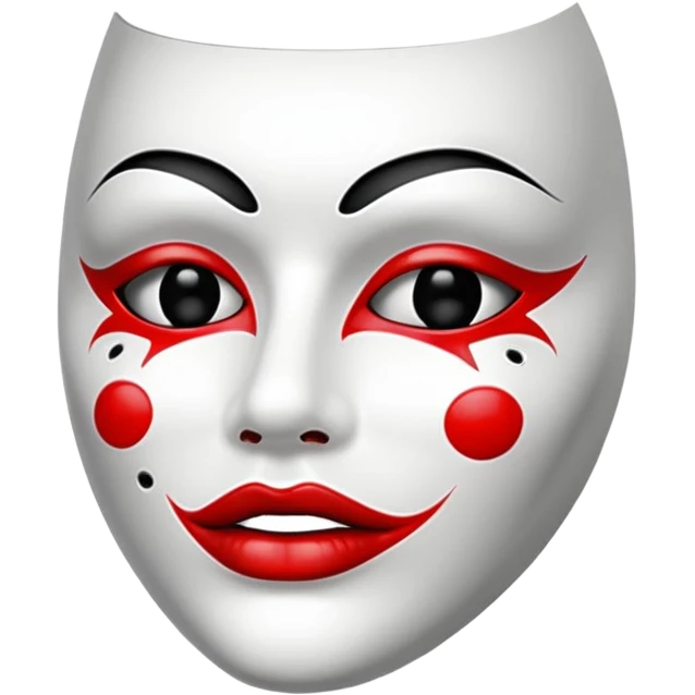 Vendetta mask with red lips and black holes as eyes looking from the side  emoji