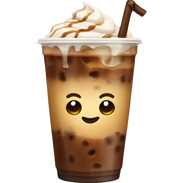 Iced coffee with a bow emoji