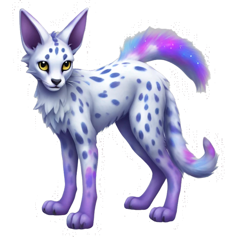 Cute Kawaii Epic Ethereal Sparkly Colorful Sergal-Serval-Vernid full body emoji