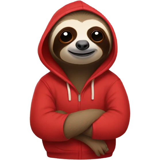 A sloth wearing a red hoodie emoji