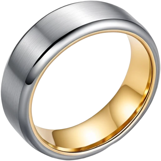 Two tone Tungsten silver and gold metal ring emoji