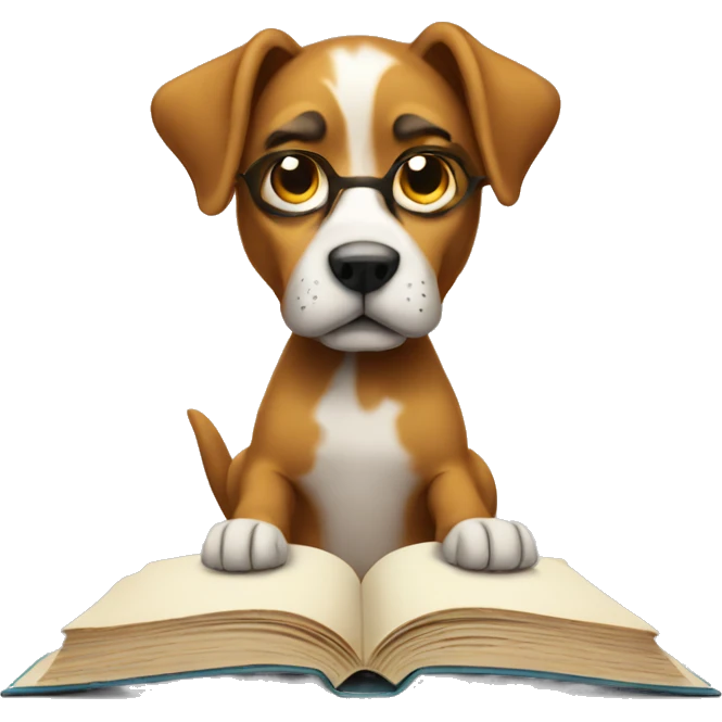 dog reading book emoji