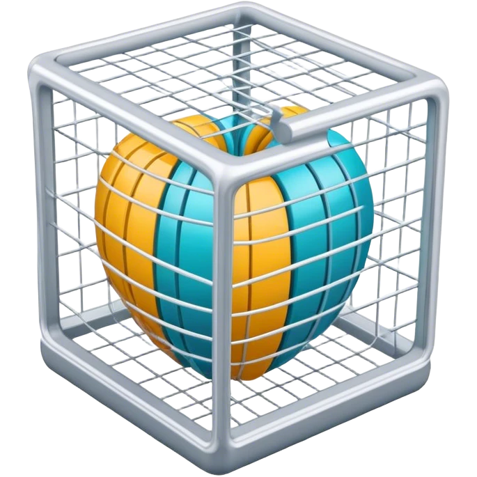 Create an emoji for 3D visualization and modeling. Show a 3D object with wireframe lines and a 3D modeling tool interface. Use modern, professional colors. Do not include any emojis or smiley faces. Make the background transparent. emoji