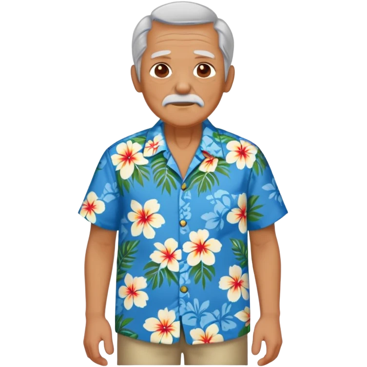old man with hawai blue floweral shirt  full body  emoji
