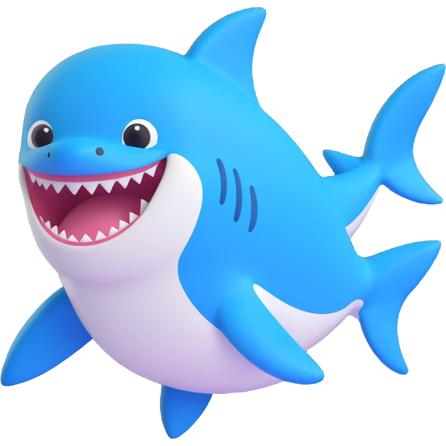 baby shark, cute, rounded, blue and white, no text emoji