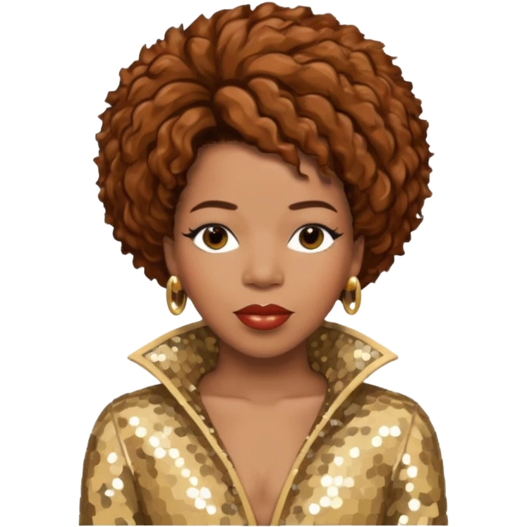 Macy Gray with brown hair, ivory sequin outfit emoji
