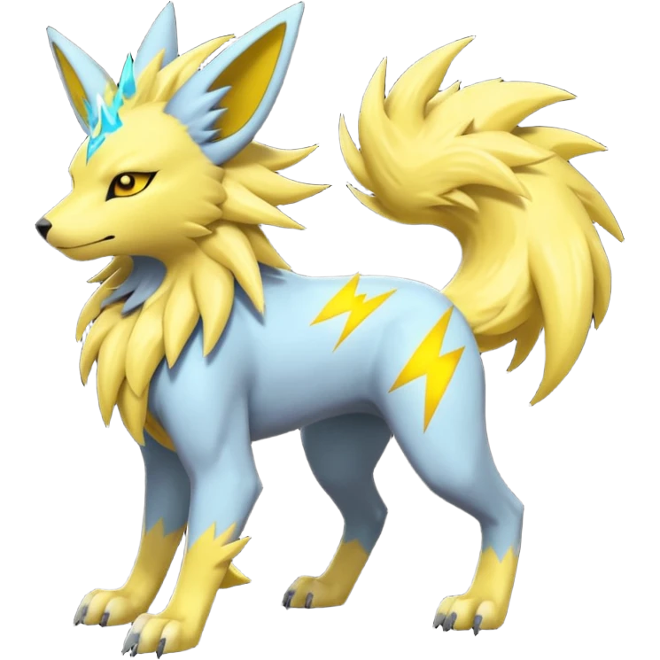 Feral Quadrupedal Digitigrade Luxray-Jolteon-Renamon-Manectric-fusion-hybrid-creature, full body  emoji