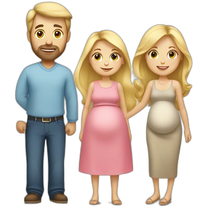 Family;blonde-haired-pregnant-mother, blonde-haired-toddler, dark-haired-dad emoji