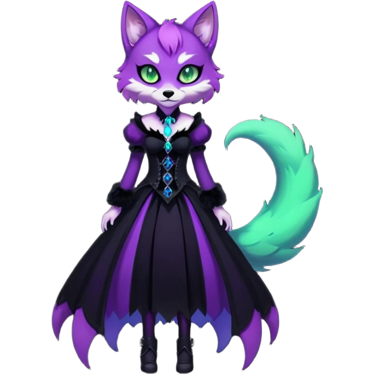 Multicolored gloomy glowing bioluminescent dark edgy gothic spooky cool badass pretty cool elegant realistic floral exotic Falvie-Fionbri-fursona, full body emoji