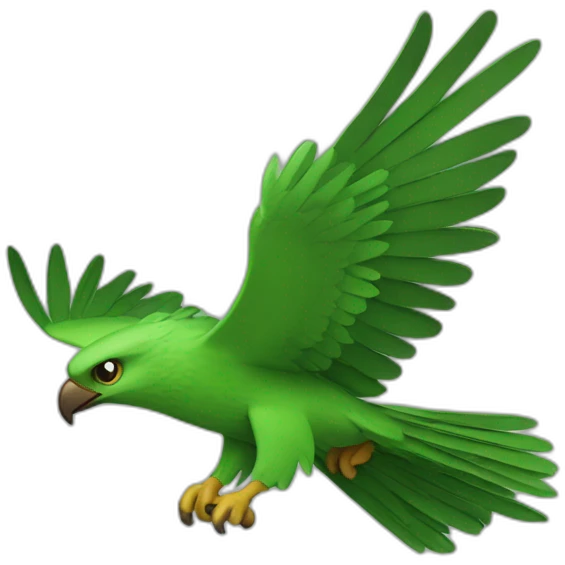 green hawk with the winds wide emoji