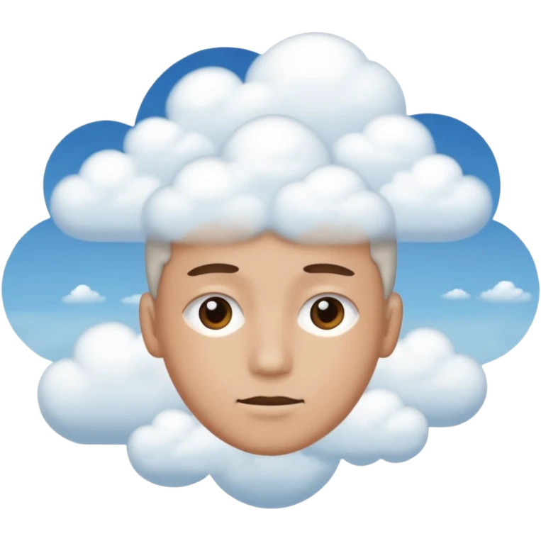 zoned out face with clouds floating around its head as if you are spaced out emoji