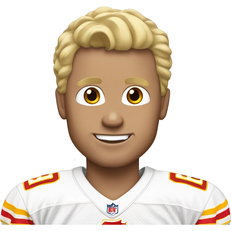 ￼ blonde haired man wearing a Chiefs jersey emoji