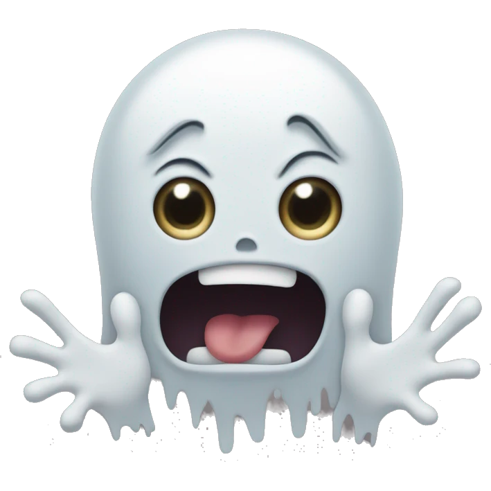 a surprised face imitating a ghost with it's hands emoji