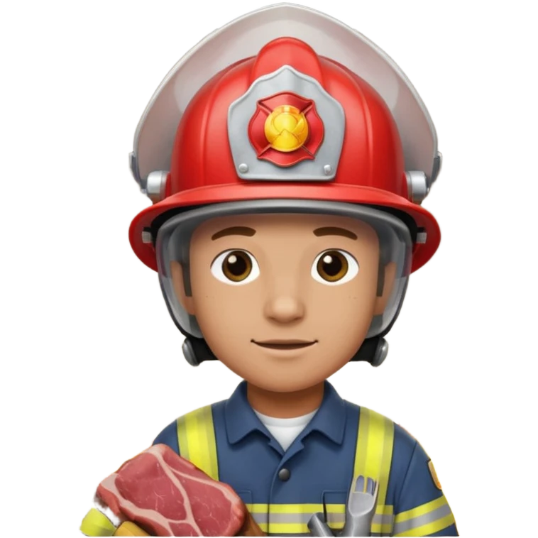 Firefighter cooking meat using building that is on fire emoji