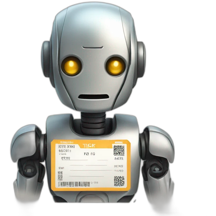 a robot with a ticket pass emoji