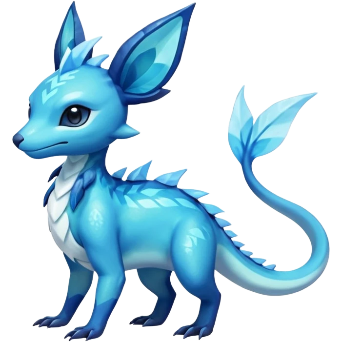 Colorful Iridescent Exotic Salandit-Aurorus-Glaceon-Fakémon-hybrid-creature (full body)  emoji