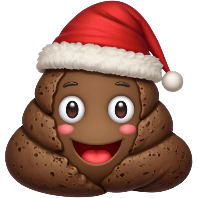 A piece of poop with a Christmas hat on it emoji