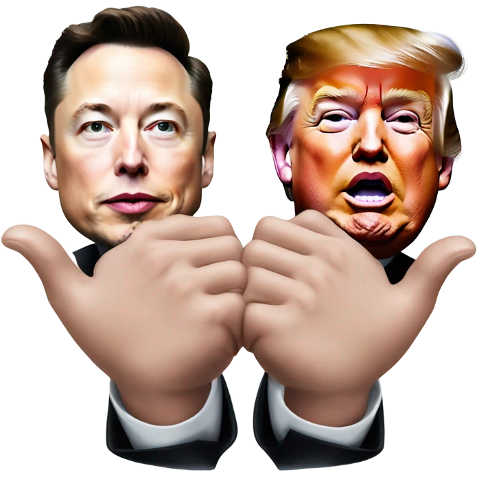 Elon Musk and Donald Trump gives hands like da vincis art picture emoji