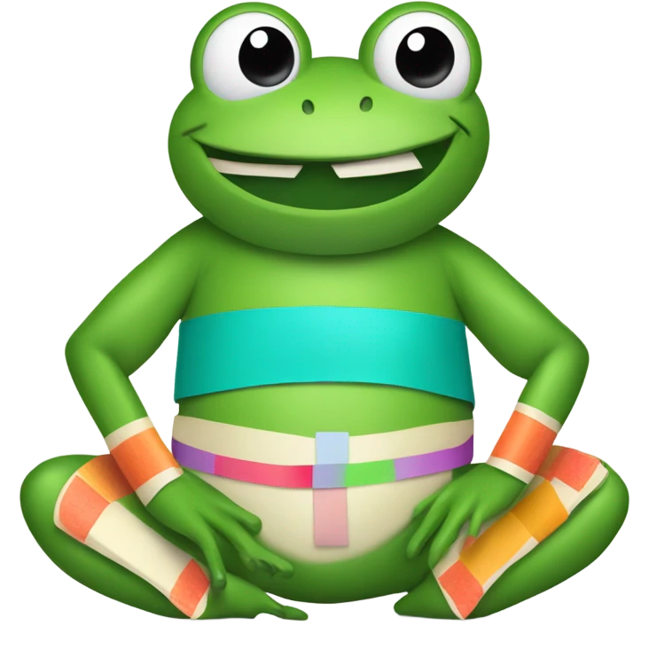Frog with band aids on belly emoji