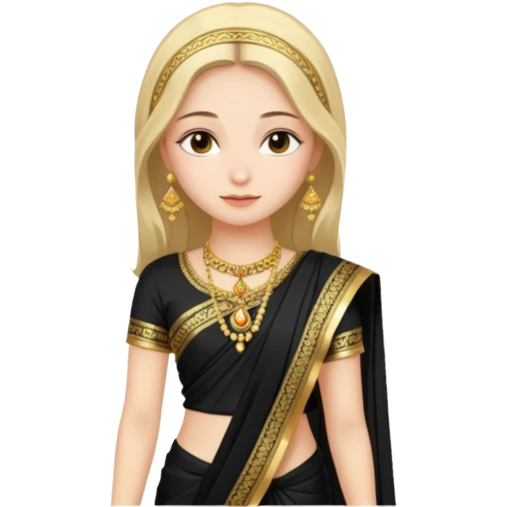 Russian girl in Indian blacksaree show full image from head to leg emoji