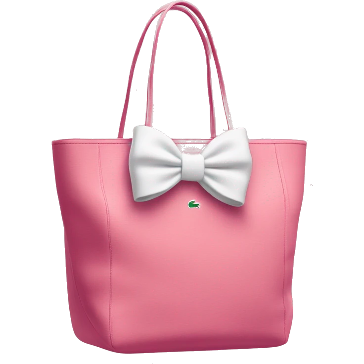 pink lacoste tote bag with one white bow on left side  emoji