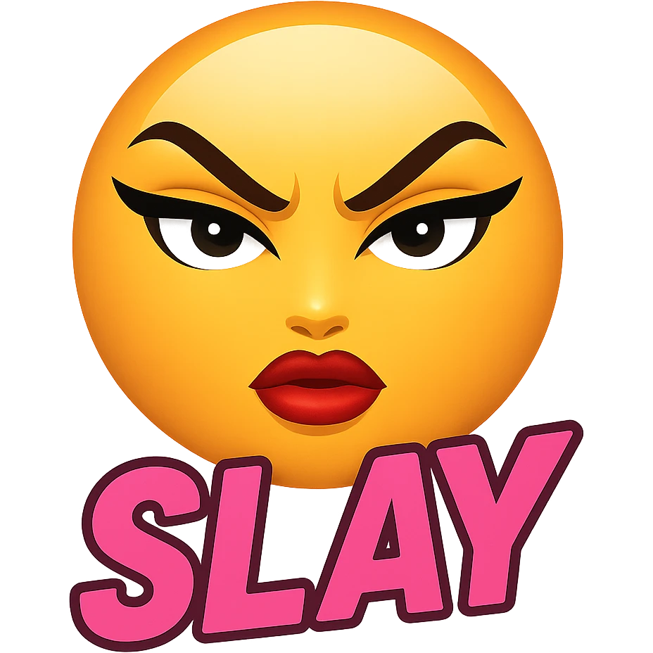 slay emoji, trendy and fierce, no background emoji