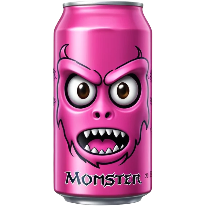 Pink monster energy drink with the logo of original monster company energy drink do not add the face in it just normal monster can  emoji
