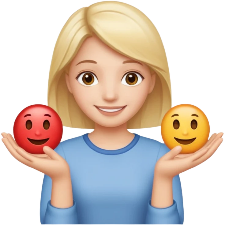 girl holding a six in one hand and a seven in the other hand emoji