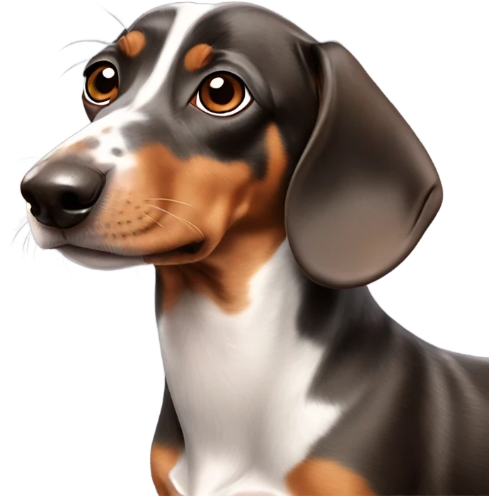 a dapple weiner dog with brown eyes emoji